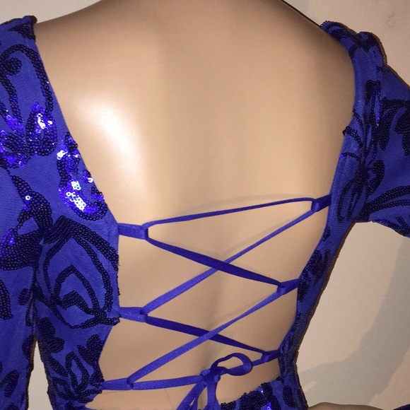 Sequin Bodycon lace-up back mini dress NWT - Picture 10 of 10